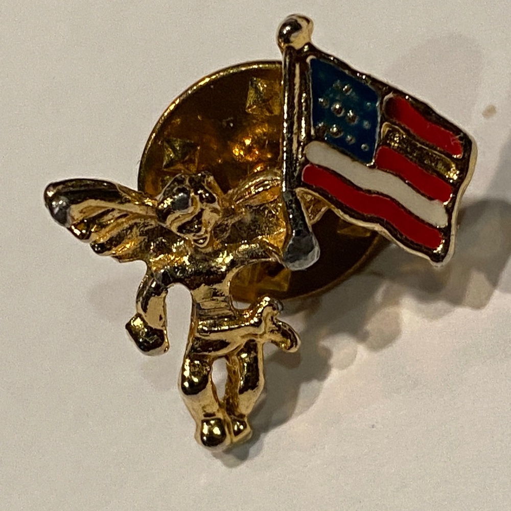 Vintage Angel with Flag Lapel Pin